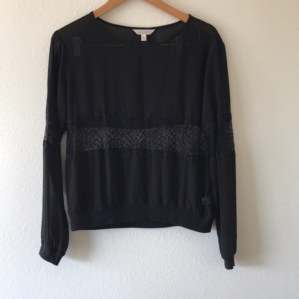 Long sleeve sheer black top - Picture 2 of 7